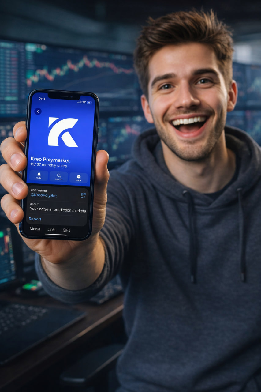 KreoPoly Telegram bot interface showing copy trading